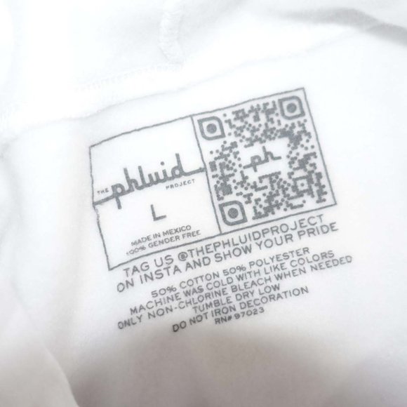 Phluid Project Men's Proud Hoodie Sweatshirt Large NWT White Rainbow LGBTQ L - Picture 4 of 6